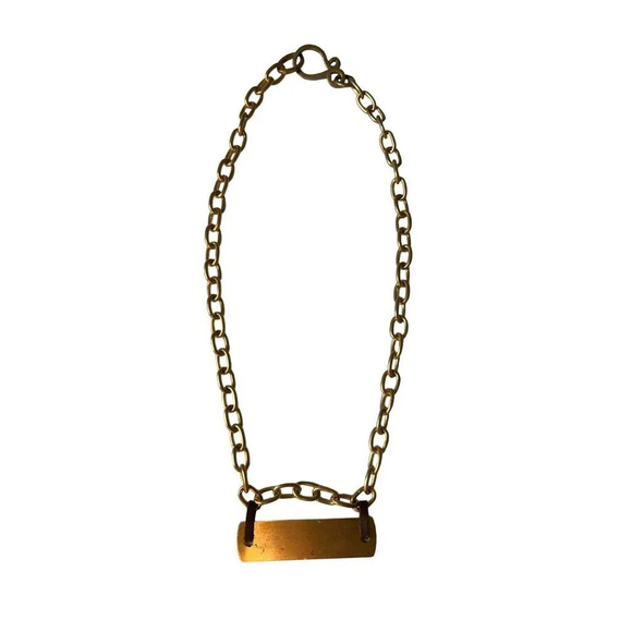 Brass Chain Link Nameplate Necklace - Picture 2 of 8